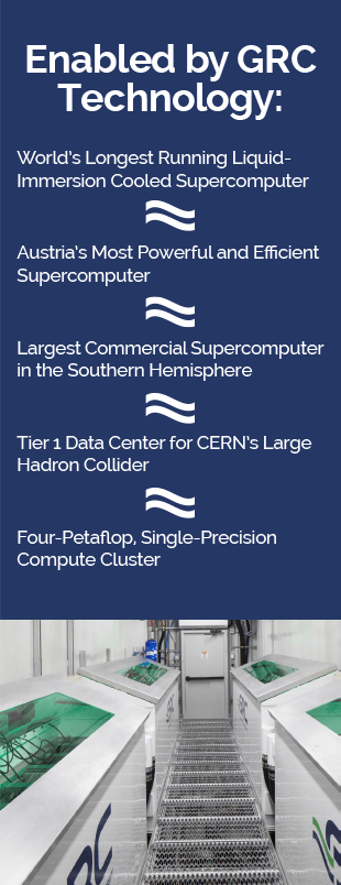 Enabled by GRC Tech Graphic GRC Liquid-Immersion Cooling Systems Cool Some of the Most Advanced Supercomputers in the World