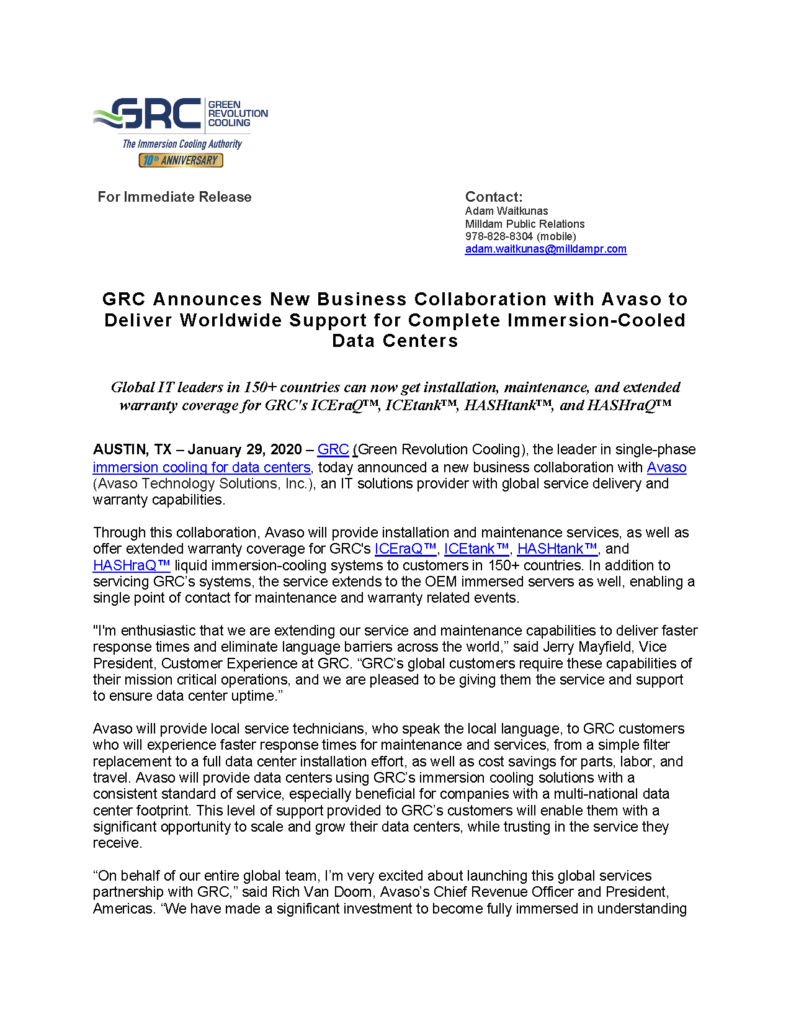 Global IT leaders in 150+ countries can now get installation, maintenance, and extended warranty coverage for GRC's ICEraQ™, ICEtank™, HASHtank™, and HASHraQ™